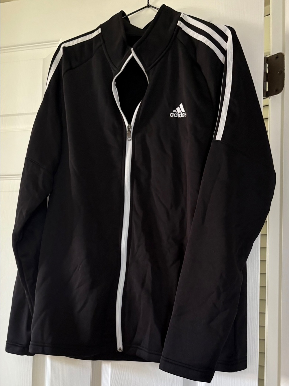 adidas Black Jacket with White Stripe Accents